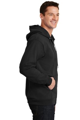 PC90ZHT Port & Company Tall Essential Fleece Full-Zip Hooded Sweatshirt Jet Black