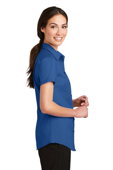 L664 Port Authority Ladies Short Sleeve SuperPro Twill Shirt True Blue