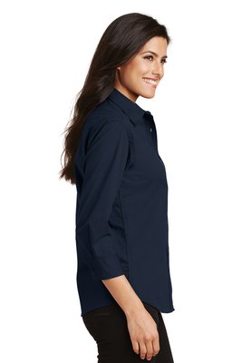 L612 Port Authority Ladies 3/4-Sleeve Easy Care Shirt Navy