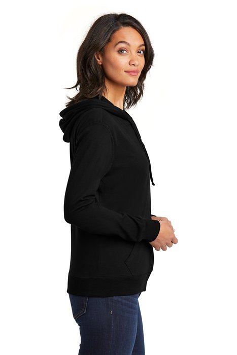 DT2100 District Women's Fitted Jersey Full-Zip Hoodie Black