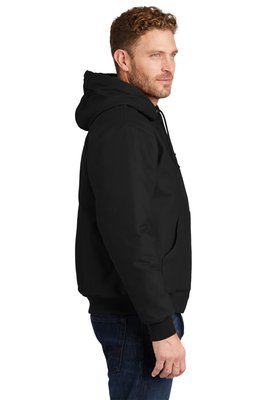 TLJ763H CornerStone Tall Duck Cloth Hooded Work Jacket Black