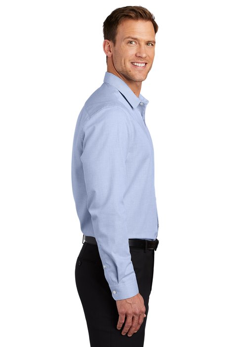W645 Port Authority Pincheck Easy Care Shirt Blue Horizon/ White