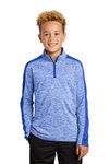 YST397 Sport-Tek Youth PosiCharge Electric Heather Colorblock 1/4-Zip Pullover True Royal Electric/ True Royal