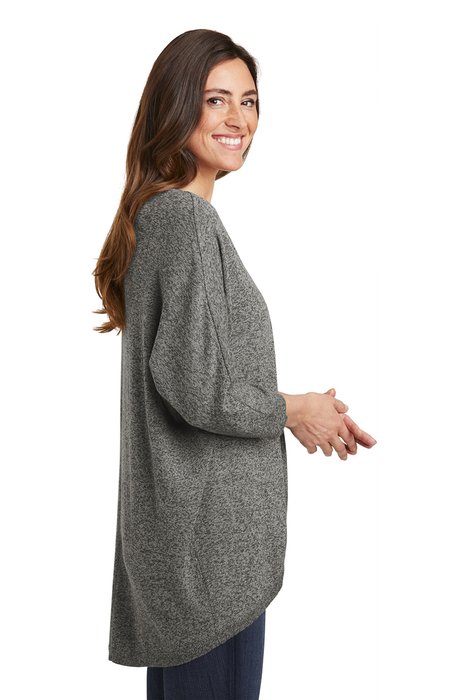 LSW416 Port Authority Ladies Marled Cocoon Sweater Warm Grey Marl
