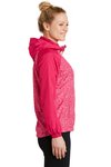 LST40 Sport-Tek Ladies Heather Colorblock Raglan Hooded Wind Jacket Pink Raspberry Heather/ Pink Raspberry