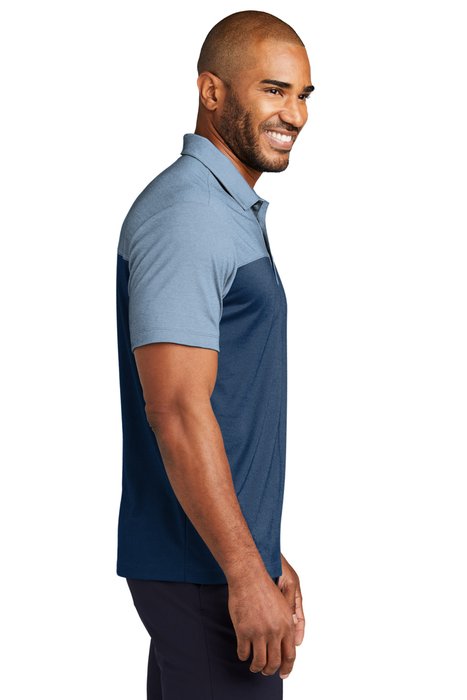 K831 Port Authority Fine Pique Blend Blocked Polo Aegean Blue/ Aegean Blue Heather