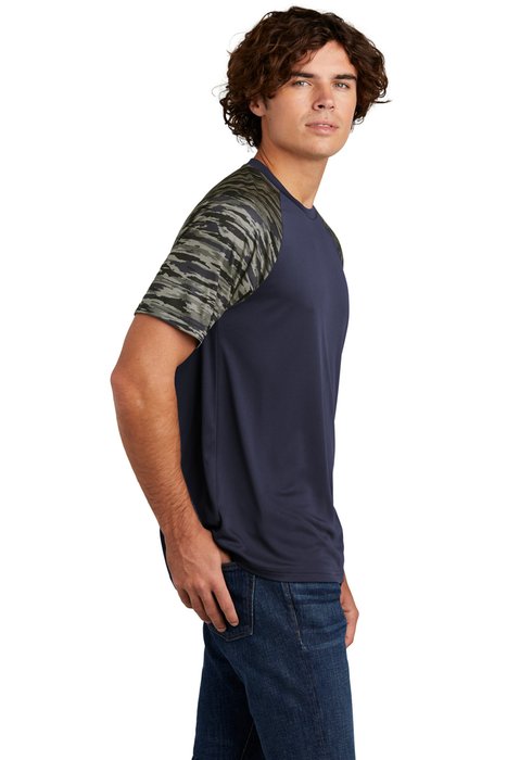 ST376 Sport-Tek Drift Camo Colorblock Tee True Navy