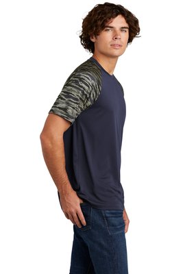 ST376 Sport-Tek Drift Camo Colorblock Tee True Navy