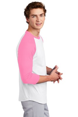 T200 Sport-Tek 5.2-ounce 100% Cotton T-Shirt White/ Bright Pink