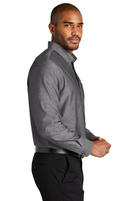 W382 Port Authority Long Sleeve Chambray Easy Care Shirt Deep Black