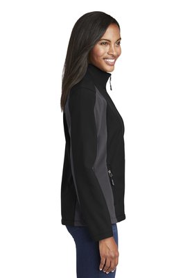 LST970 Sport-Tek Ladies Colorblock Soft Shell Jacket Black/ Iron Grey
