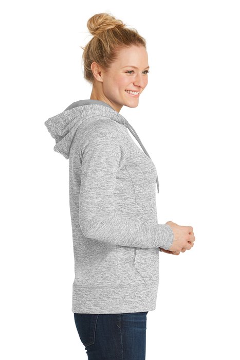 LST225 Sport-Tek Ladies PosiCharge Electric Heather Fleece Hooded Pullover Silver Electric