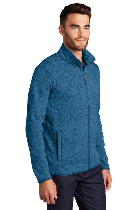 F232 Port Authority Sweater Fleece Jacket Medium Blue Heather