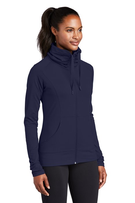 LST852 Sport-Tek Ladies Sport-Wick Stretch Full-Zip Jacket True Navy
