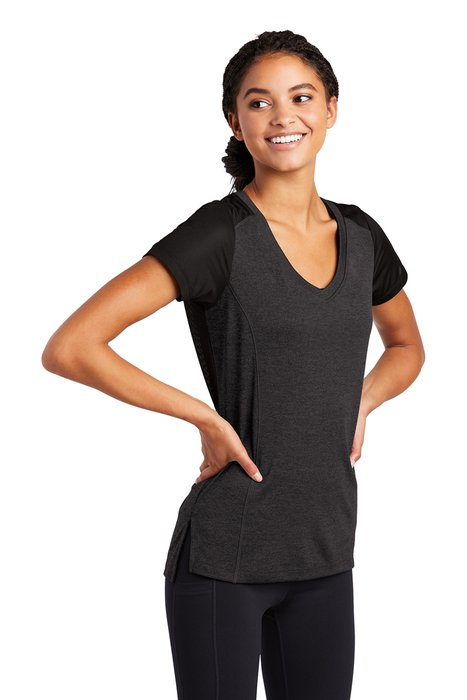 LST465 Sport-Tek 4-ounce 100% Polyester T-Shirt Black Heather/ Black