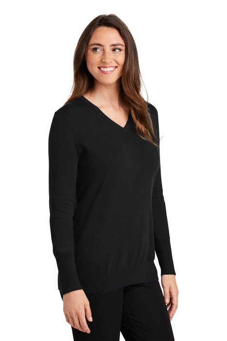 LSW285 Port Authority Ladies V-Neck Sweater Black