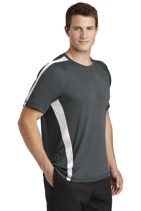 ST351 Sport-Tek 3.8-ounce 100% Polyester T-Shirt Iron Grey/ White