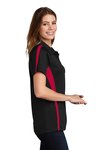 LST685 Sport-Tek 4-ounce Ladies PosiCharge Micro-Mesh Colorblock Polo Black/ Red