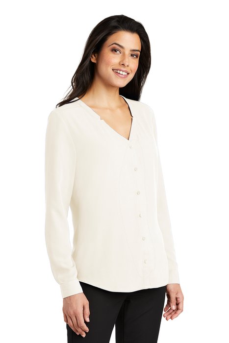 LW700 Port Authority Ladies Long Sleeve Button-Front Blouse Ivory Chiffon