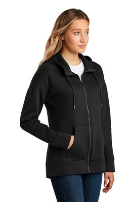 DT1104 District Women's Perfect Weight Fleece Drop Shoulder Full-Zip Hoodie Jet Black