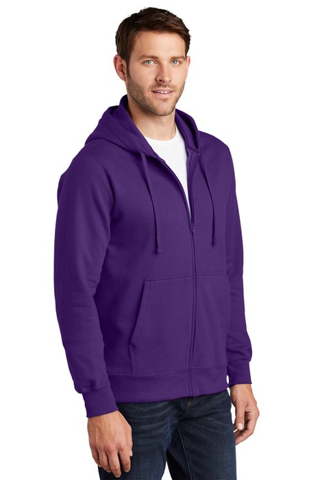PC850ZH Port & Company Fan Favorite Fleece Full-Zip Hooded Sweatshirt Team Purple