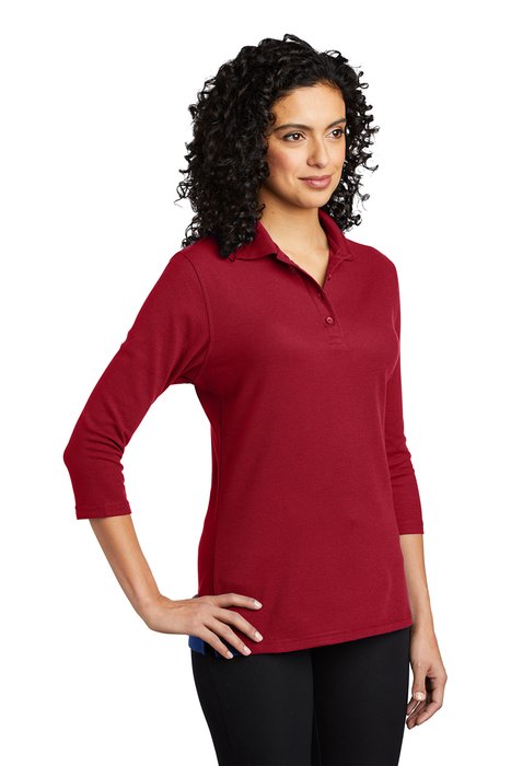 L562 Port Authority 5-ounce Ladies Silk Touch 3/4-Sleeve Polo Red