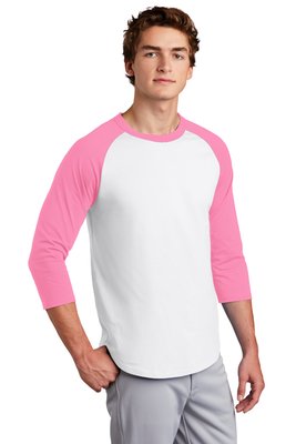 T200 Sport-Tek 5.2-ounce 100% Cotton T-Shirt White/ Bright Pink