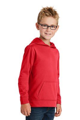 PC590YH Port & Company Youth Performance Fleece Pullover Hooded Sweatshirt Red
