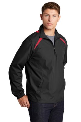 JST75 Sport-Tek 1/2-Zip Wind Shirt Black/ True Red