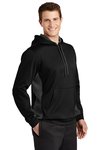 ST235 Sport-Tek Sport-Wick Fleece Colorblock Hooded Pullover Black/ Dark Smoke Grey