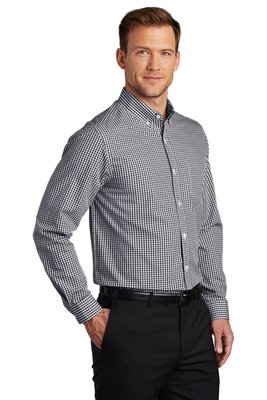 W644 Port Authority Broadcloth Gingham Easy Care Shirt Black/ White