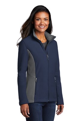 L216 Port Authority Ladies Colorblock Value Fleece Jacket True Navy/ Battleship Grey