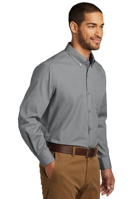 W100 Port Authority Long Sleeve Carefree Poplin Shirt Gusty Grey