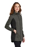 L719 Port Authority Ladies Active Hooded Soft Shell Jacket Grey Steel/ Deep Black