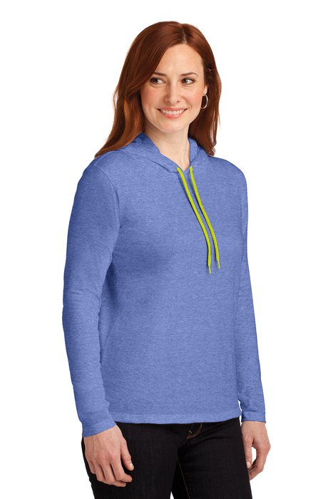 887L Anvil 4.3-ounce 100% Cotton T-Shirt Heather Blue/ Neon Yellow