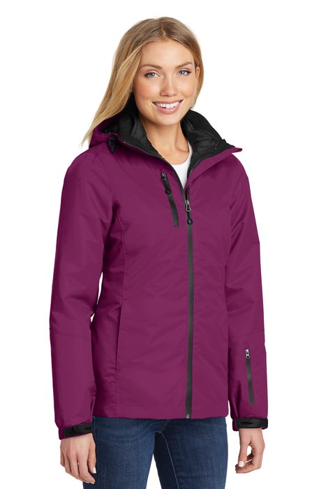 L332 Port Authority Ladies Vortex Waterproof 3-in-1 Jacket Very Berry/ Black