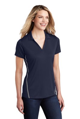 LST620 Sport-Tek 4.7-ounce Ladies Contrast PosiCharge Tough Polo True Navy/ Heather Grey