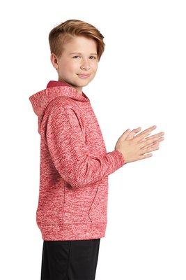 YST225 Sport-Tek Youth PosiCharge Electric Heather Fleece Hooded Pullover Deep Red Electric
