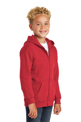18600B Gildan Youth Heavy Blend Full-Zip Hooded Sweatshirt Red