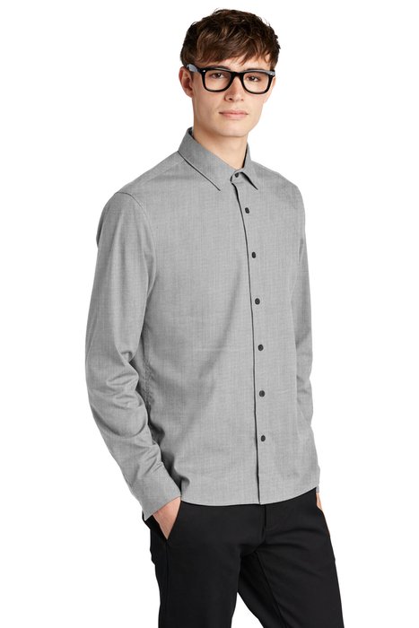 MM2000 MERCER+METTLE Long Sleeve Stretch Woven Shirt Gusty Grey End On End