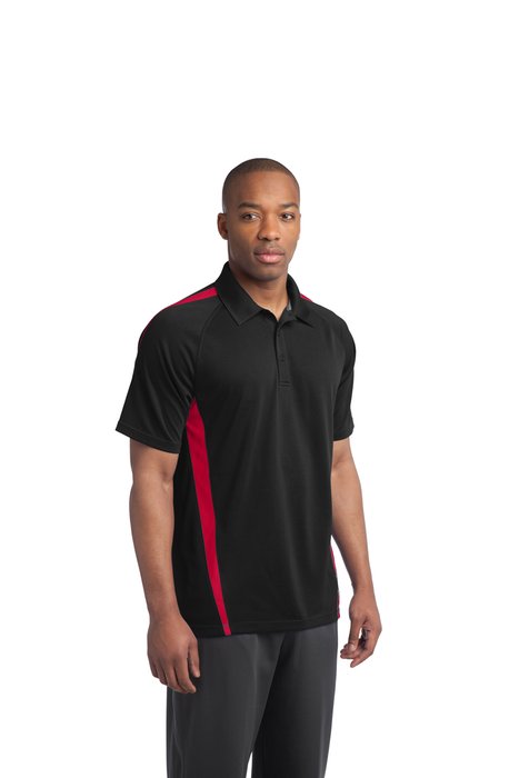 ST685 Sport-Tek 4-ounce PosiCharge Micro-Mesh Colorblock Polo Black/ Red