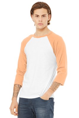 BC3200 Bella + Canvas 3.6-ounce T-Shirt White/ Heather Peach