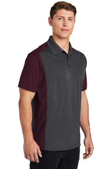 ST652 Sport-Tek 3.8-ounce Colorblock Micropique Sport-Wick Polo Iron Grey/ Maroon