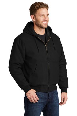 TLJ763H CornerStone Tall Duck Cloth Hooded Work Jacket Black