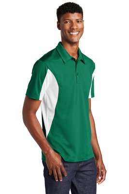 ST655 Sport-Tek 3.8-ounce Side Blocked Micropique Sport-Wick Polo Kelly Green/ White