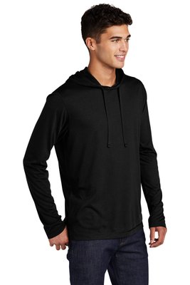 ST406 Sport-Tek PosiCharge Tri-Blend Wicking Long Sleeve Hoodie Black Triad Solid