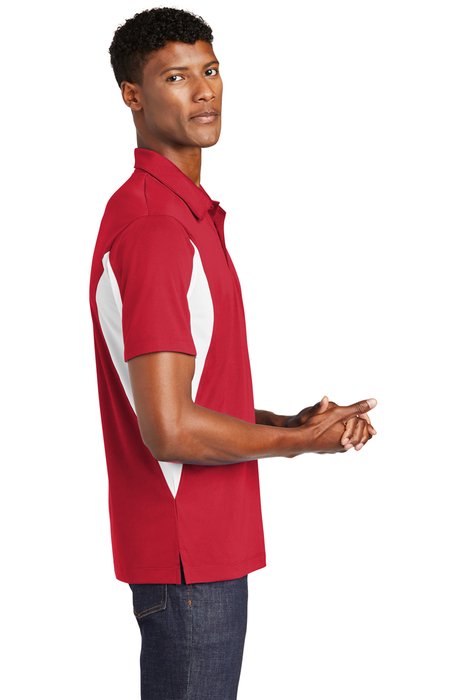 TST655 Sport-Tek 3.8-ounce Tall Side Blocked Micropique Sport-Wick Polo True Red/ White