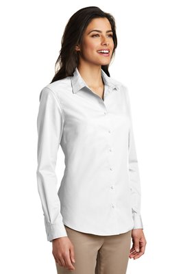 LW100 Port Authority Ladies Long Sleeve Carefree Poplin Shirt White
