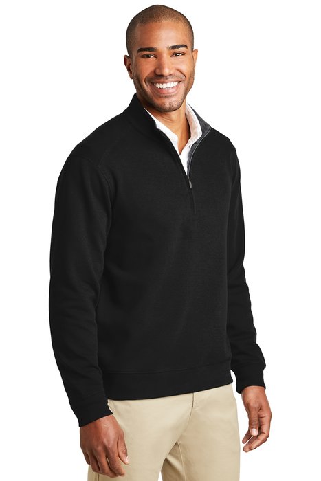 K807 Port Authority Interlock 1/4-Zip Deep Black/ Charcoal Heather