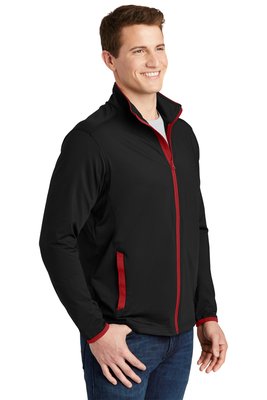 ST853 Sport-Tek Sport-Wick Stretch Contrast Full-Zip Jacket Black/ True Red